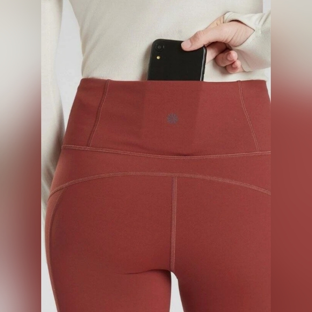 Athleta Rainier Plush Tight 1X Supersonic Dried Cinnamon Fleece Lined Leggings - Picture 2 of 11